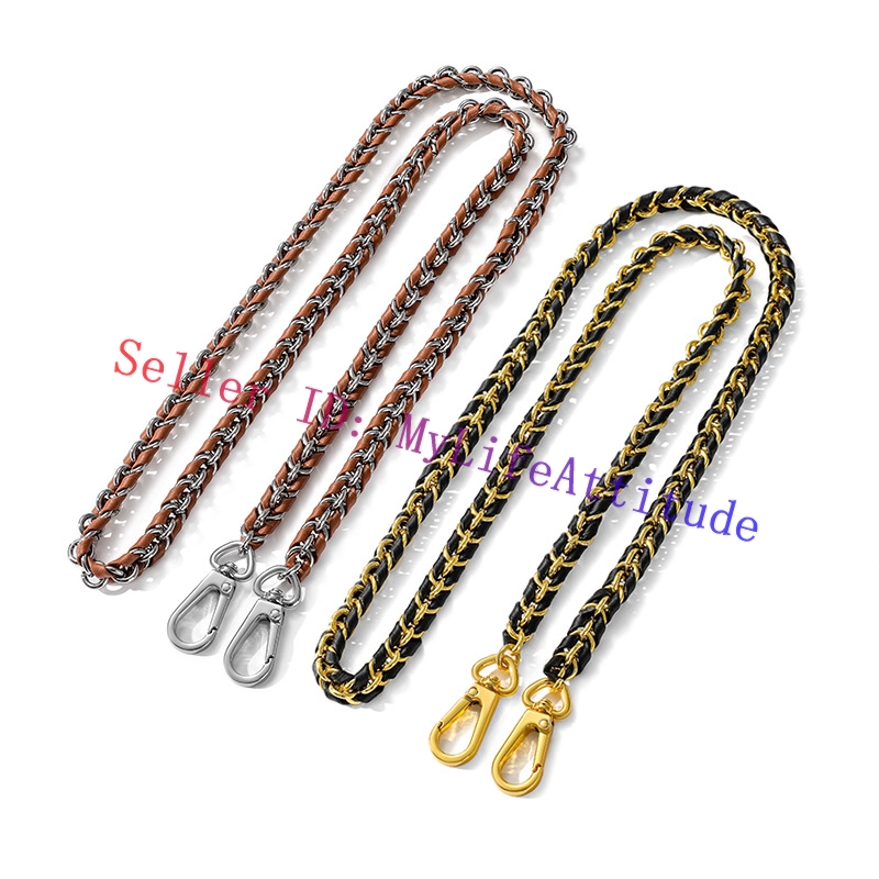 Women Bags Lv - 110cm Braided Leather Laced Metal Chain