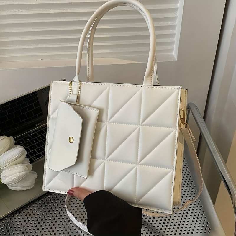 Stylish Quilted Tote Bag, Stru - Top Handle Structured 리뷰 및 가격