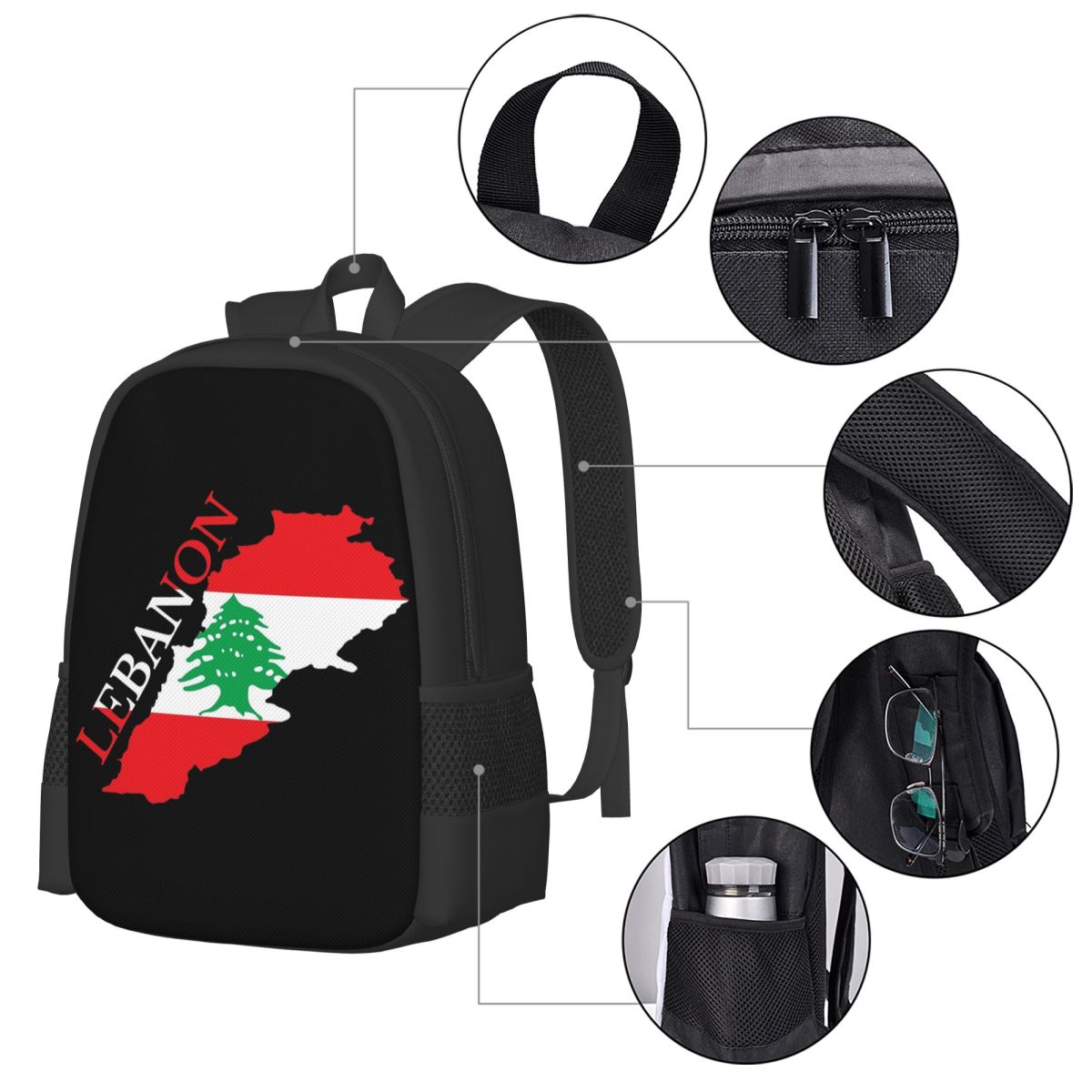 Lebanon Flag Map Student Backp - Women Bags Lebanon 리뷰 및 가격