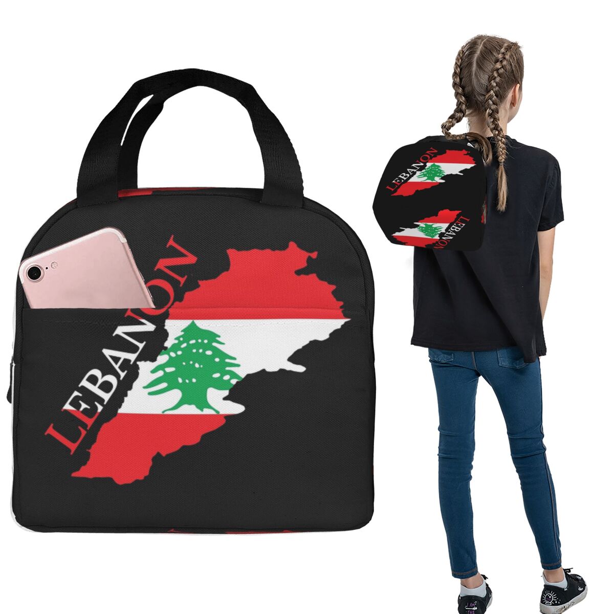 Lebanon Flag Map Insulated Lun - Women Bags Lebanon 리뷰 및 가격