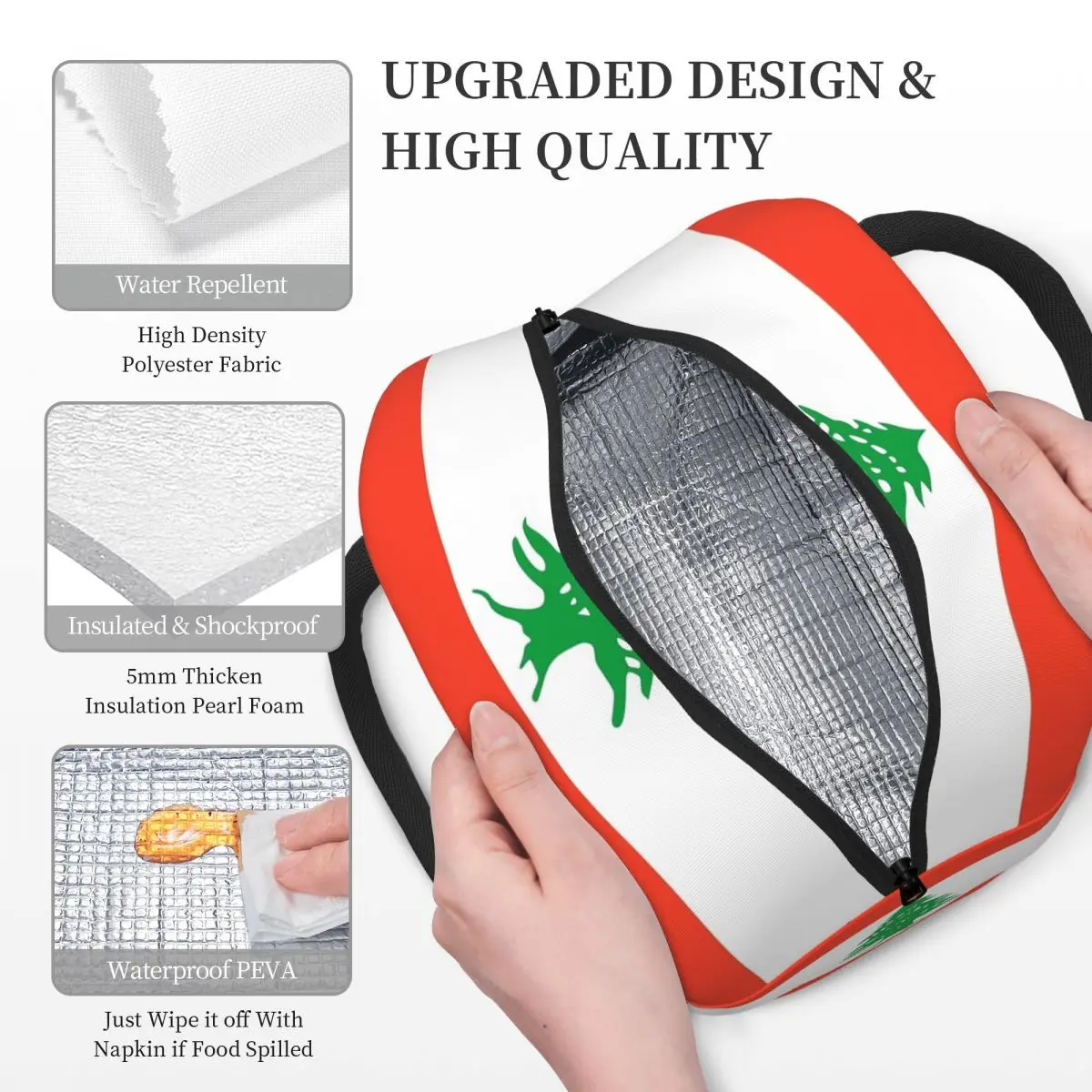 Lebanon Flag Lunch Bags Insula - Women Bags Lebanon 리뷰 및 가격