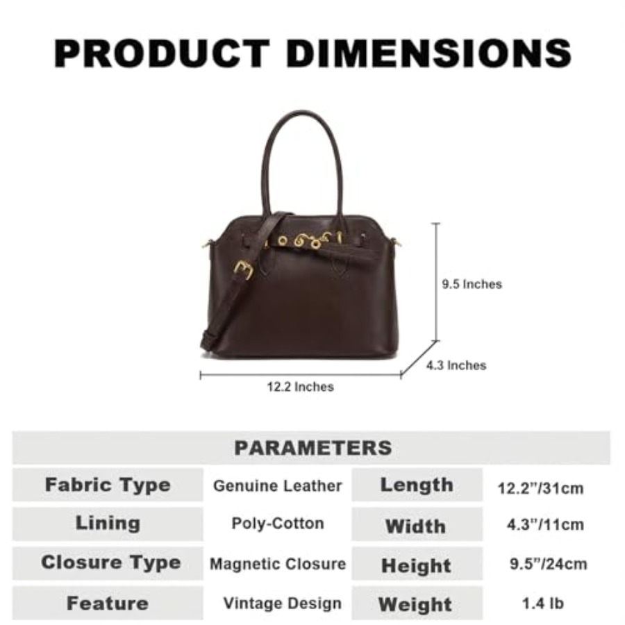Genuine Leather Satchel Crossb - Top Handle Structured 리뷰 및 가격