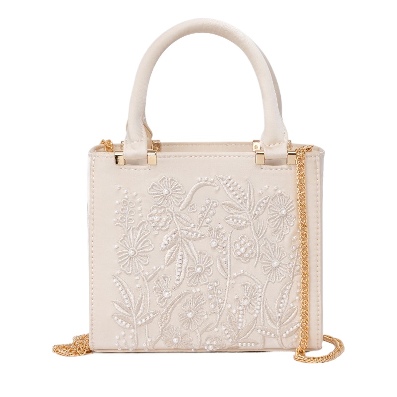 Embroidered Pearl Handbag Vint - Top Handle Structured 리뷰 및 가격