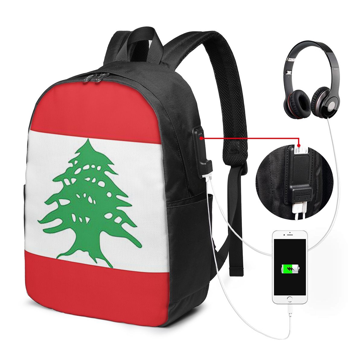 Flag Of Lebanon Backpack Trave - Women Bags Lebanon 리뷰 및 가격